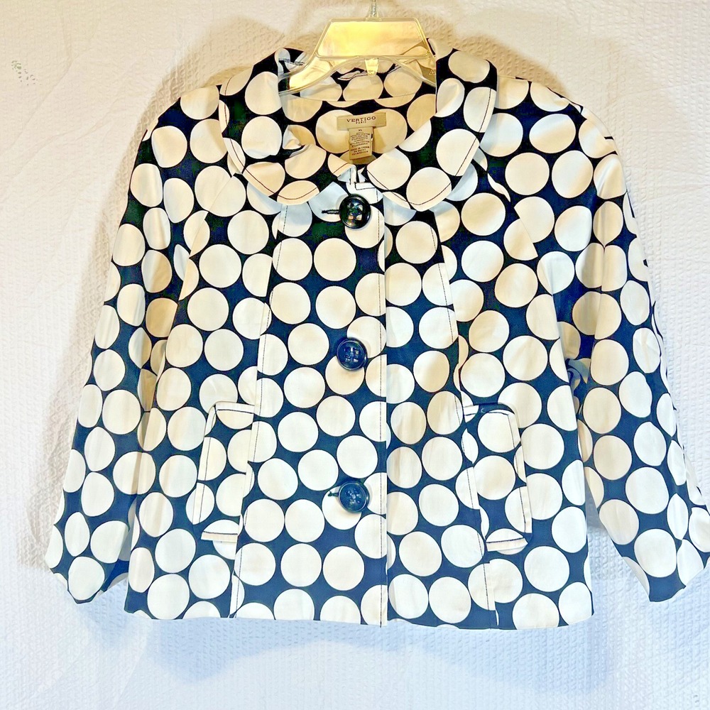 Vertigo Paris Jacket‎ sz XL Black Button Front 3/4 Sleeve Pockets Lined